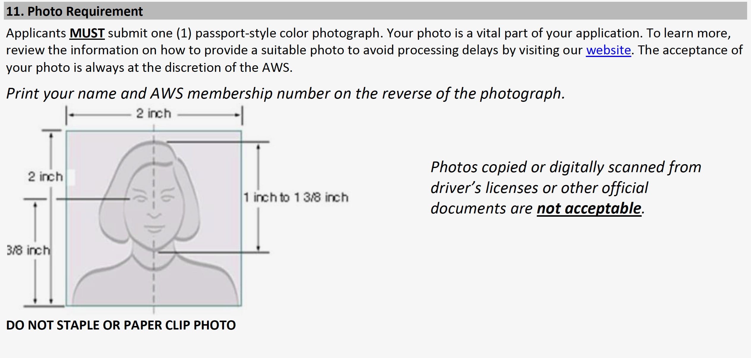 Passport Photo Requirement